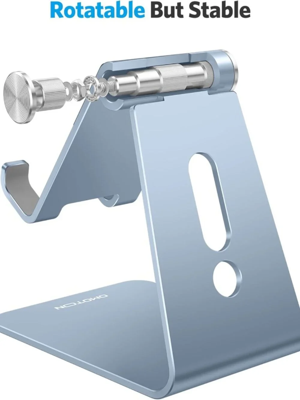 Adjustable Aluminum Cell Phone Stand, Anti-Slip Base, Convenient Charging Port